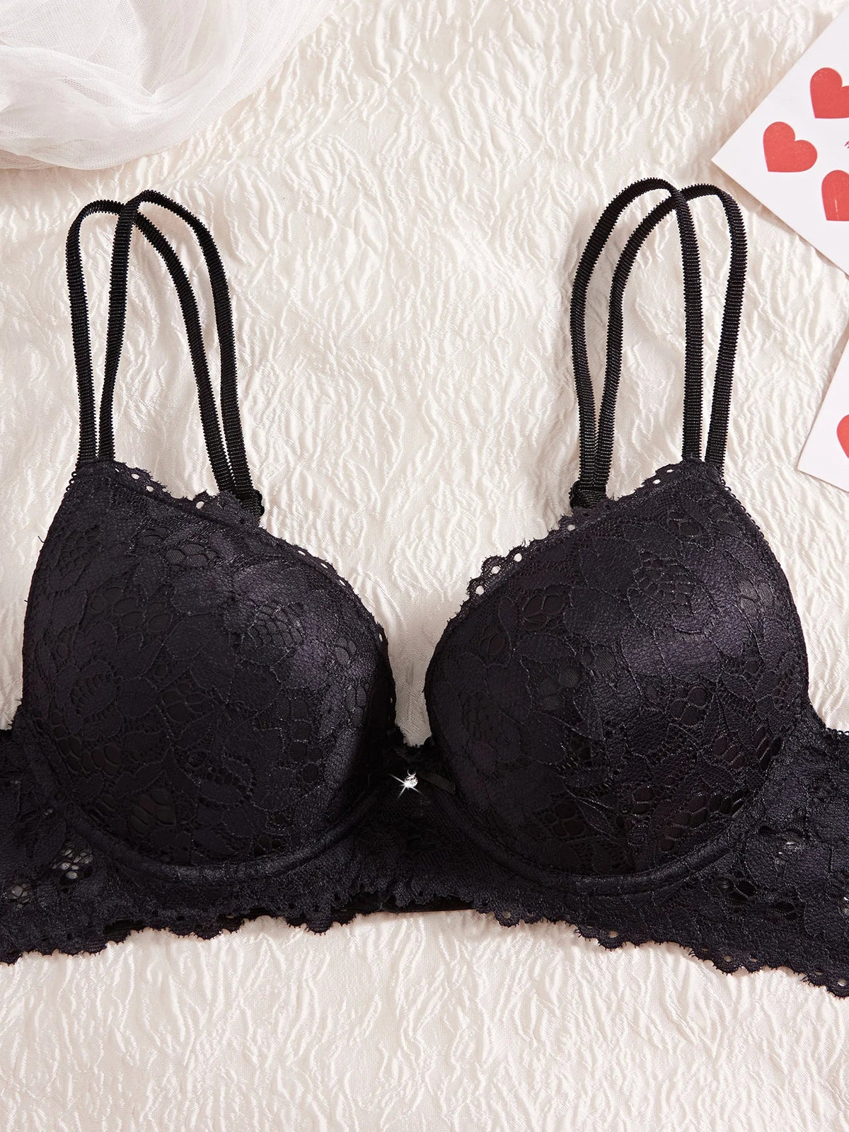 Lace Patchwork Push-Up Bra Set